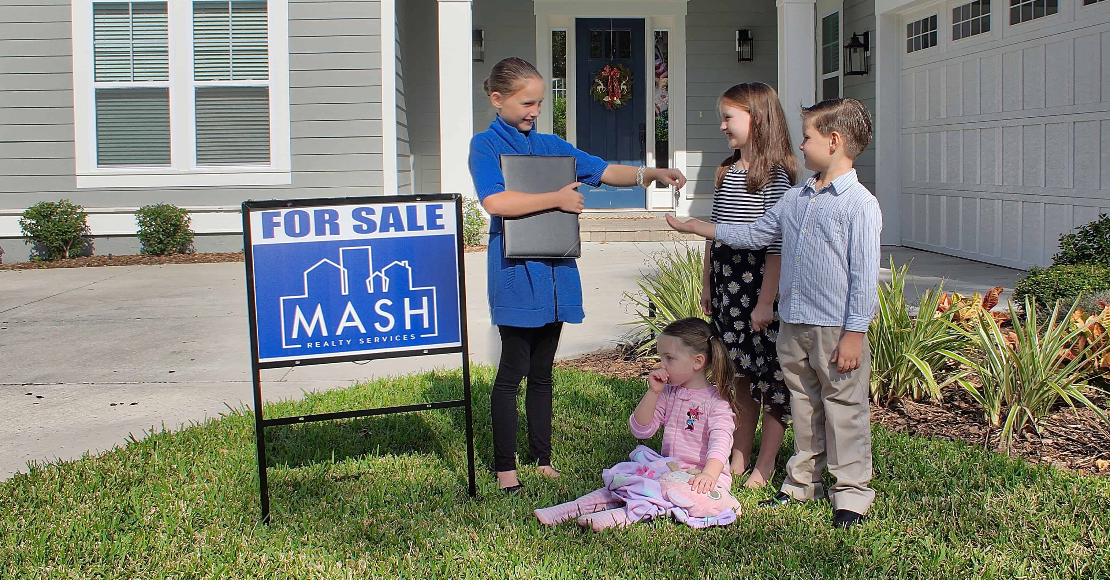 Kids selling real estate.